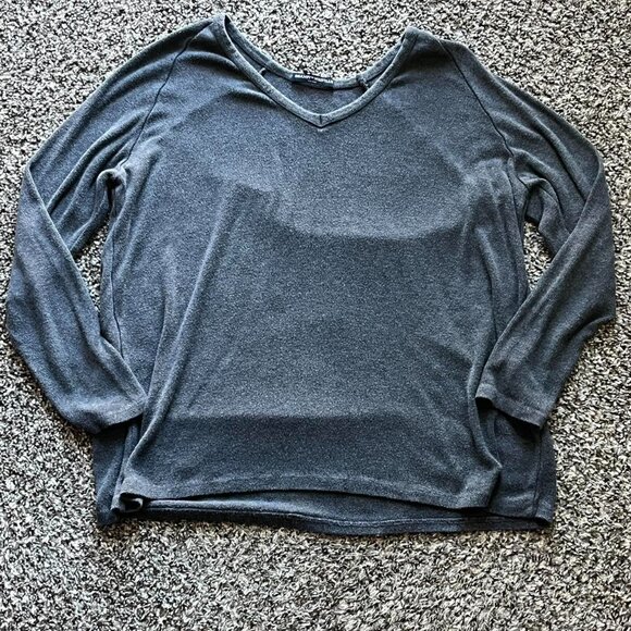 Brandy Melville Shirt Womens One Size/Medium Gray Long Sleeve Cotton Blend Top - Picture 1 of 8